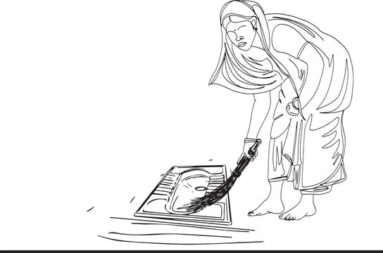 Unveiling Hard Realities: Women Engaged in Manual Scavenging - Illustration, Challenging Realities: Women in the Manual Scavenging System - Illustrative Artwork