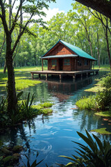 Obraz premium house on the lake