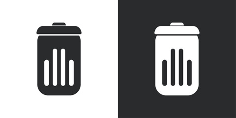 delete dustbin black & white icon vector