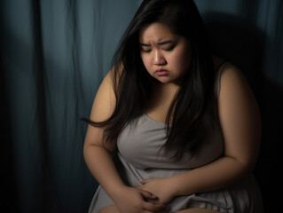 Naklejka premium depressed overweight woman 