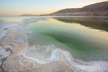 Dead Sea, Israel, salty coast, Hotels and Spa centers in Ein Bokek area. Climatotherapy on Psoriasis
