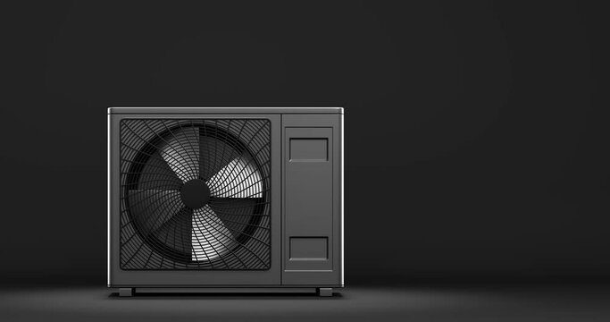 rotating fan of a heat pump as a heater - 3D rendering 4k 60 fps DCI seamless