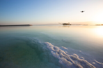 Dead Sea, Israel, salty coast, Hotels and Spa centers in Ein Bokek area. Climatotherapy on...