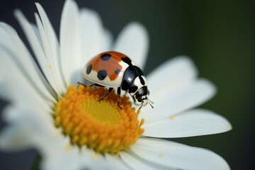 White ladybug with black spots in 2012. Generative AI