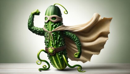 Superhero Cucumber: The Veggie Vigilante - obrazy, fototapety, plakaty