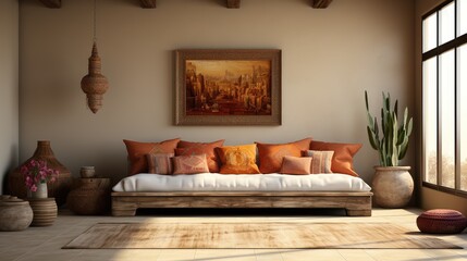 A interior design  of Boho style living room.