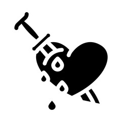 heart tattoo art vintage glyph icon vector. heart tattoo art vintage sign. isolated symbol illustration