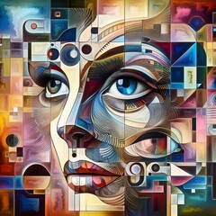 Facial recognition collage concept