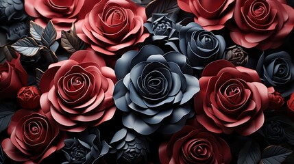 close up of black and red roses