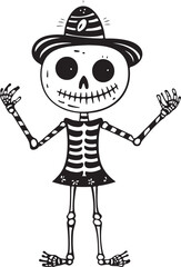 Cute halloween skeleton cartoon chibi miniature vector illustration isolated on white background 