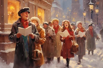  a vintage style painting of a group of christmas carolers © Raanan