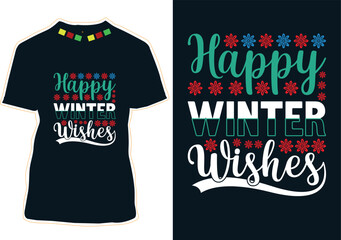 Fototapeta premium Happy Winter Day Quotes T-shirt design 