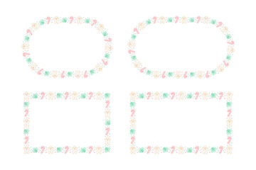 Christmas Frame Border Set. Gingerbread Cookies, Candy Cane and Mistletoe Pattern Winter Holiday Graphics. Social media post template on white background. Vector illustration.