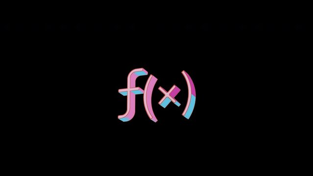 Bright function icon is jumping merrily. Retro style. Alpha channel black. Looped from frame 120 to 240, Alpha BW at the end