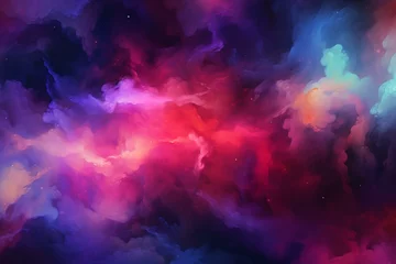 Foto op Canvas Colorful cosmic backdrop filled with vibrant purple, red, and blue space clouds. Generative AI © Mariella