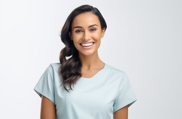 Fototapeta premium Portrait of a beautiful female doctor. Isolated over white background. female nurse or doctor looking at camera over white background. healthcare and medicine concept