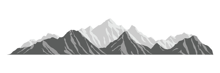 Silhouette mountain range isolated on white background, vector design	