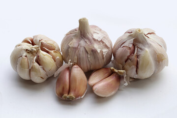 Garlic on a White background.