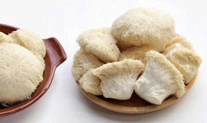 Fresh lion's mane mushroom. (Yamabushitake Mushroom)