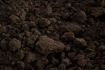 Earth, black soil, soil texture. Plowed land. Agriculture.