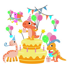 Happy Birthday Dinosaur party cake. happy dino clipart