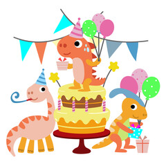 Happy Birthday Dinosaur party cake. happy dino clipart