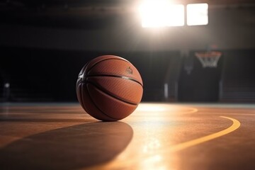 Basketball ball on the court. Generative AI