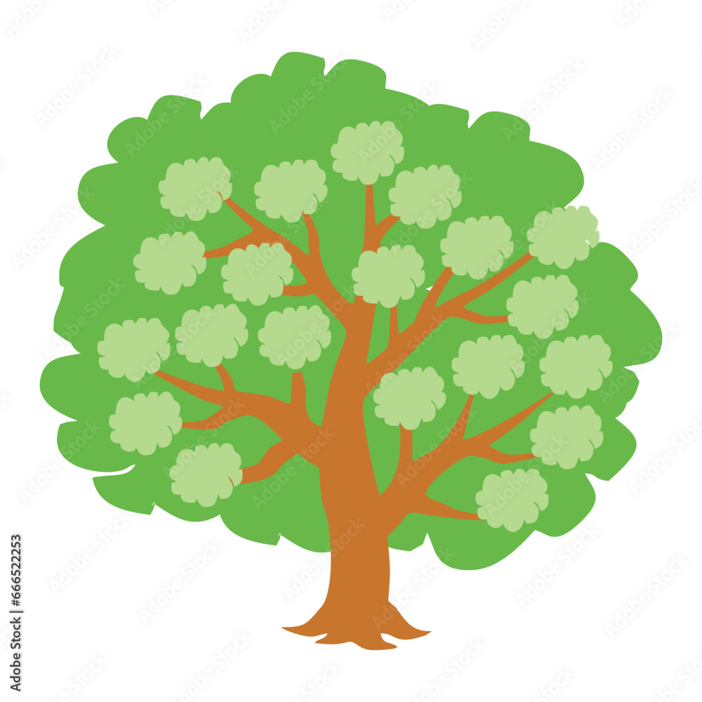 Poster tree icon isolated on white background. a large tree that is lush and has dense leaves. flat style. 