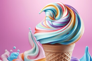 Soft serve ice cream with swirls. Generative AI - obrazy, fototapety, plakaty