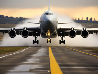 A cargo plane with v52 style takes off from a runway in image 00005 00 rl.
