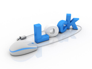 3d rendering computer mouse protected lock