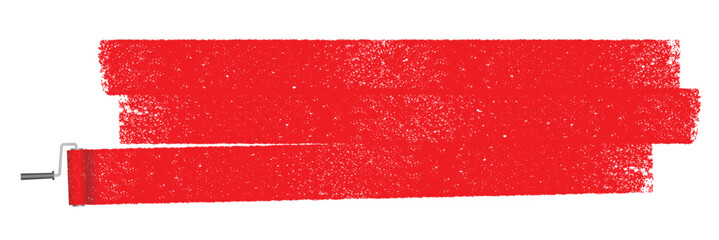 Vector Red Roller Painting With Grunge Texture Illustration Isolated On A White Background.