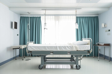 Room interior hospital medical clinical equipment bed modern health medicine technology care