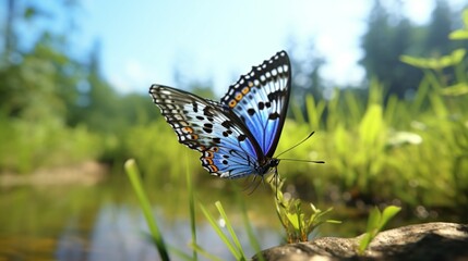 A high-speed shot of a Butterfly Bluet in flight, showcasing its graceful movements and vibrant...