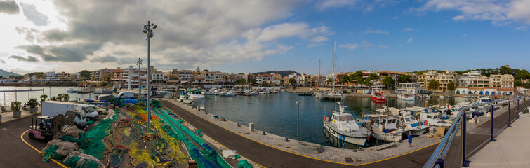 Fishing harbour of Cala Rajada, Mallorca island, Spain, Panorama