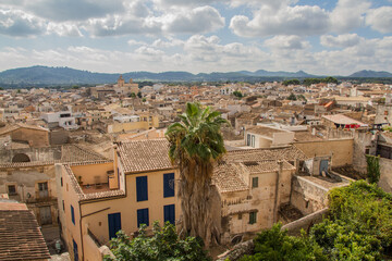 Cityscape overview of the town of Artá, Mallorca island, Spain