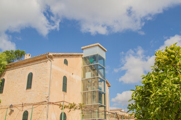 Theatre of Artá with glass elevator, Mallorca island, Spain