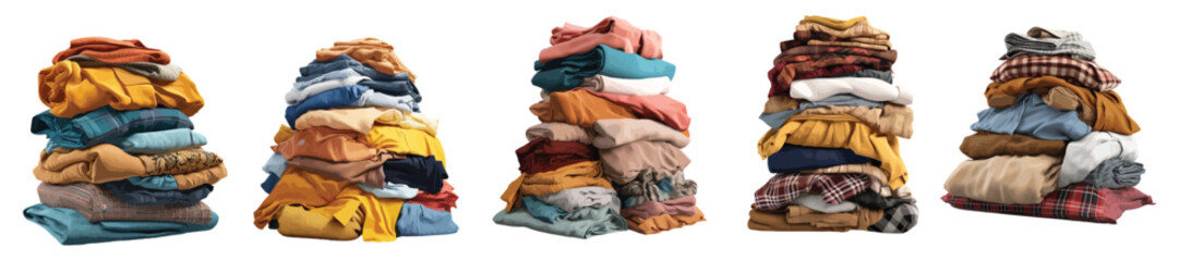Stack of clothes vector set isolated on white background