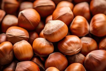 Obraz premium Close up pictures of Turkish organic hazelnuts in their natural state captured in vertical frames