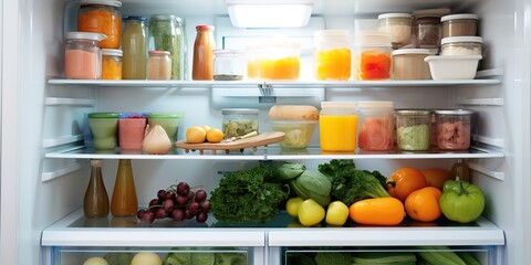 the refrigerator contains vegetables and fruit, healthy food