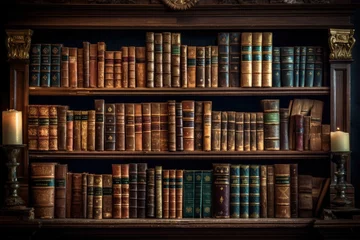 Foto op Canvas Antiquated books stored in library shelves © VolumeThings