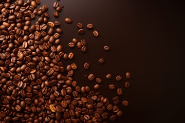 Background with falling coffee beans and copy space