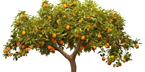 Lemon Tree In Orange Garden Background