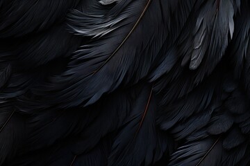 Feathery black wings on a dark abstract backdrop