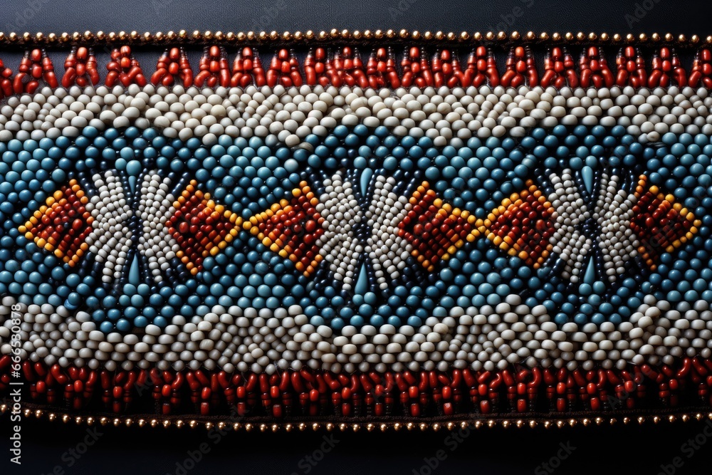 Aufkleber close-up of intricate native american beadwork background with empty space for text