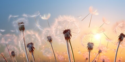 Dandelions blowing