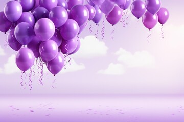 Purple balloons release at epilepsy awareness event background with empty space for text 