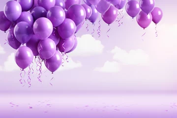 Deurstickers Purple balloons release at epilepsy awareness event background with empty space for text  © fotogurmespb