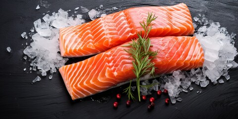 fresh salmon slices