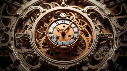 An intricate mechanical clockwork, with gears and cogs in an elegant dance, representing the harmony of precision engineering